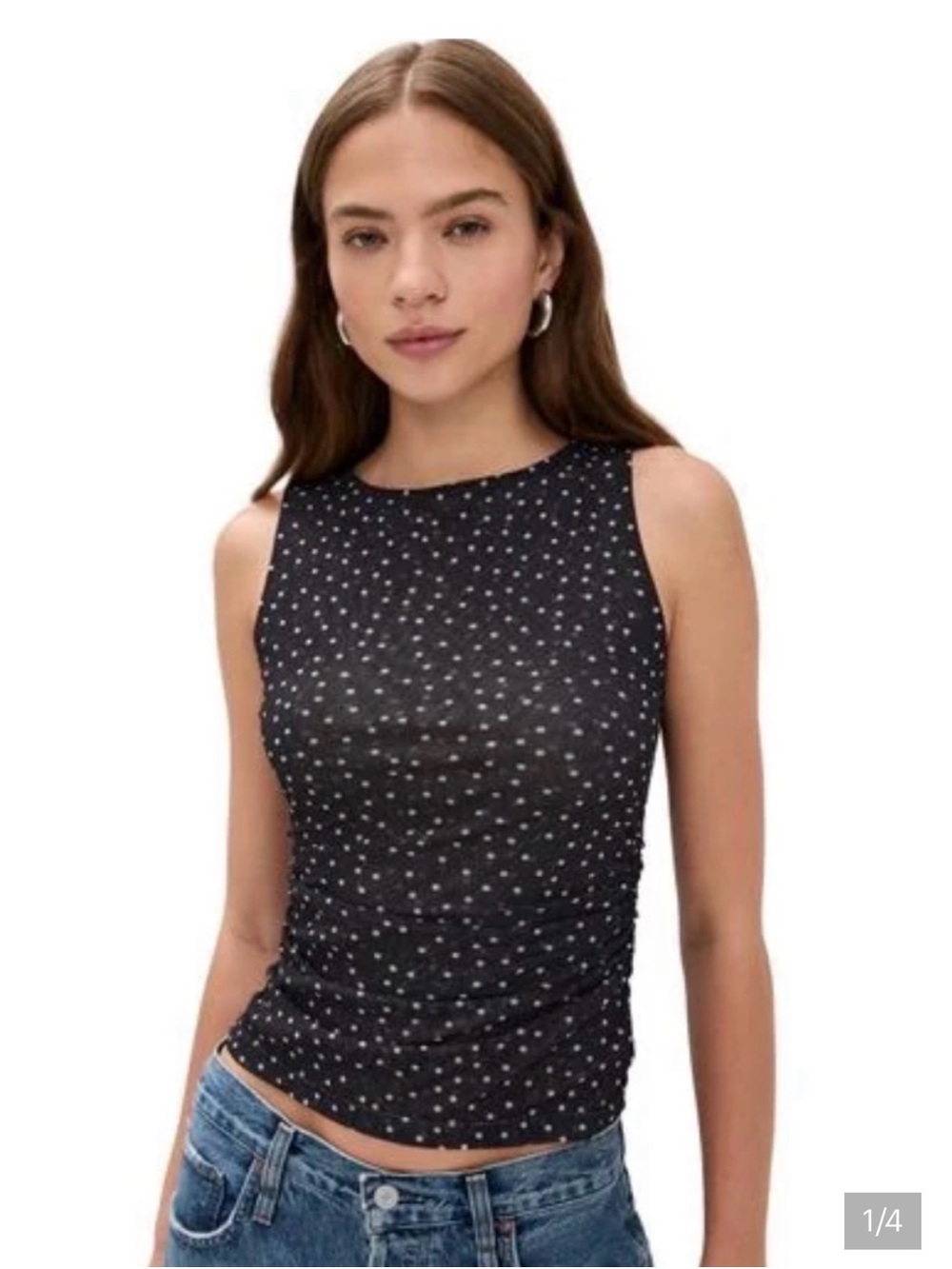 Madewell Black and White Polka Dot Sleeveless Tank